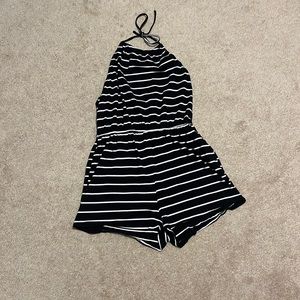 Black and White Striped Romper